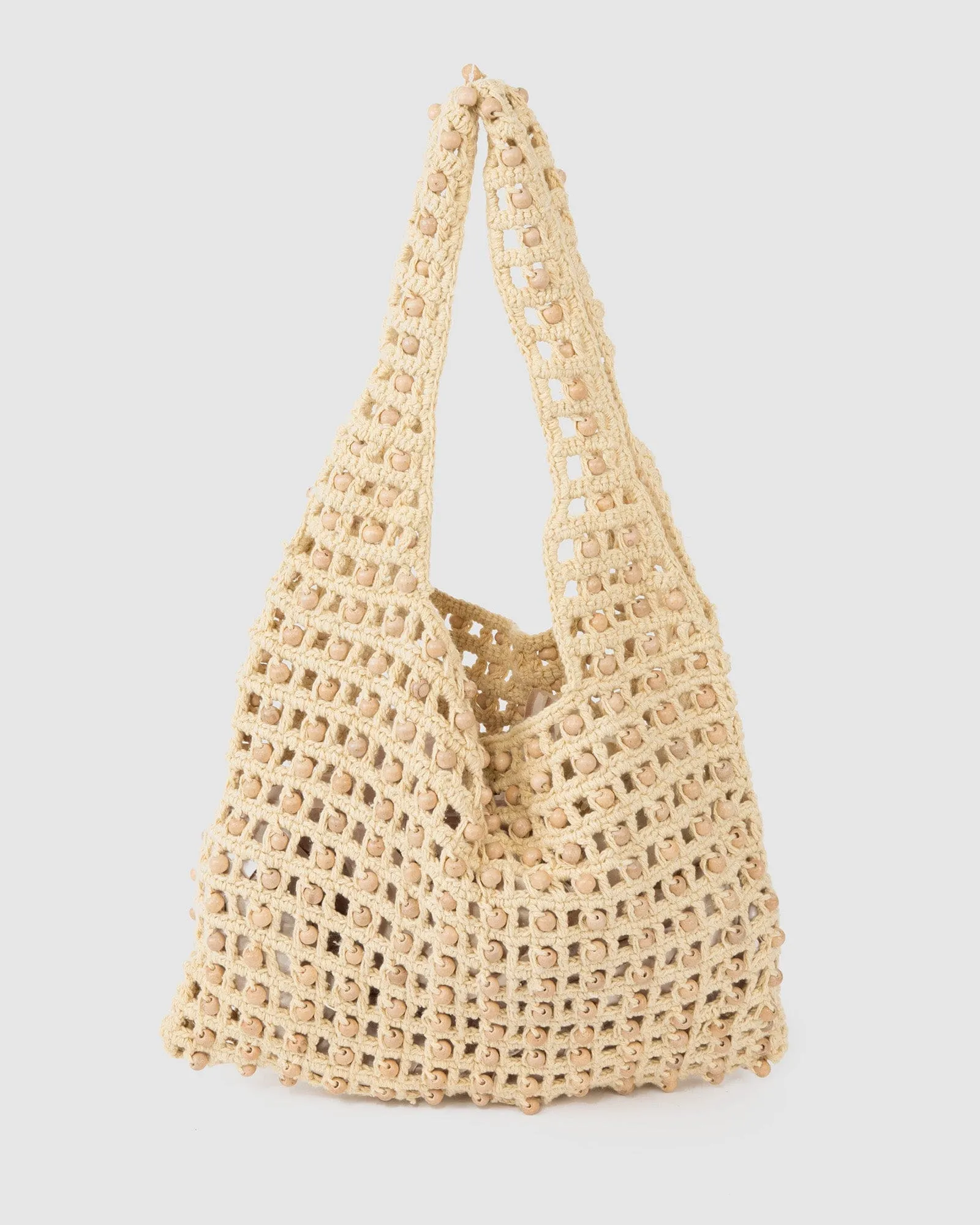 Natural Anisa Straw Beaded Tote Bag