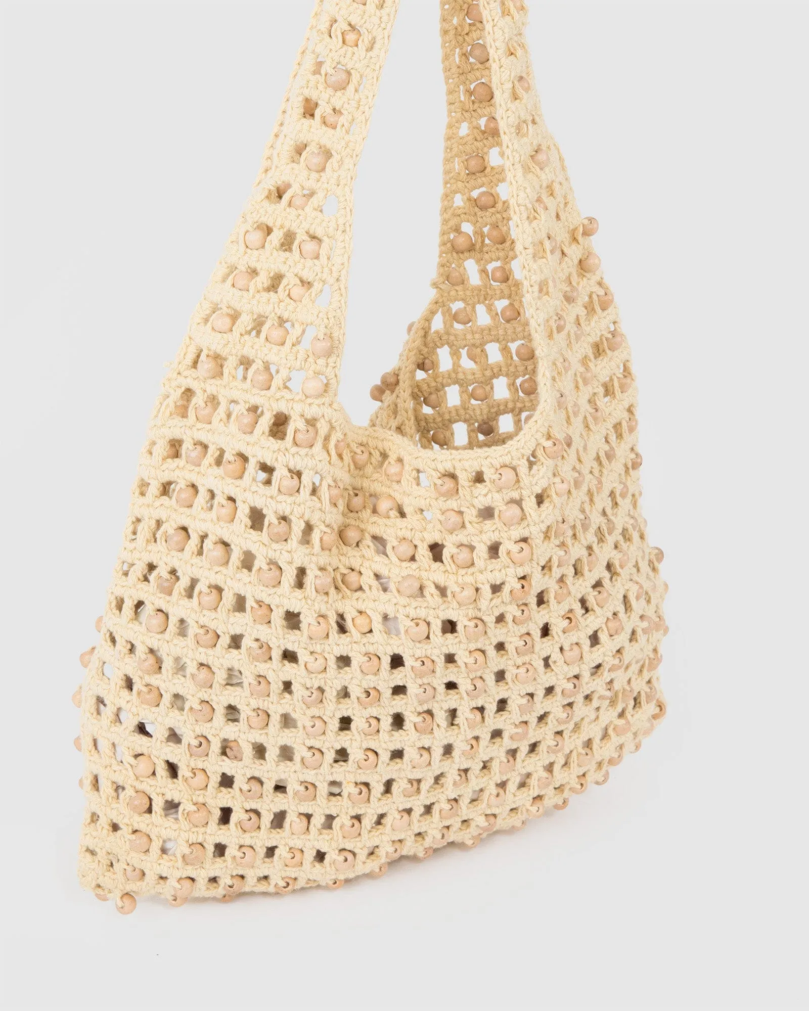 Natural Anisa Straw Beaded Tote Bag