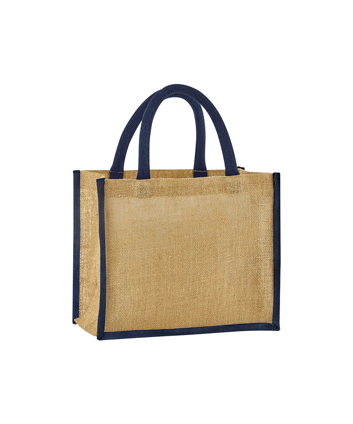 Natural starched jute midi tote | Natural/Navy