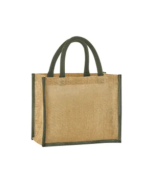 Natural starched jute midi tote | Natural/Olive Green