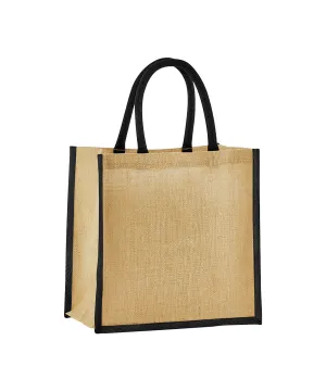 Natural starched jute mini gift bag | Natural/Black