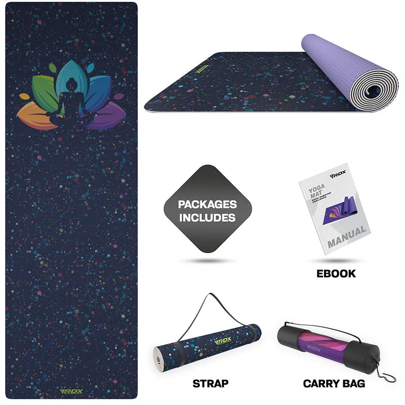 RDX D1 Iris 6mm PVC Yoga Mat Midnight Lotus