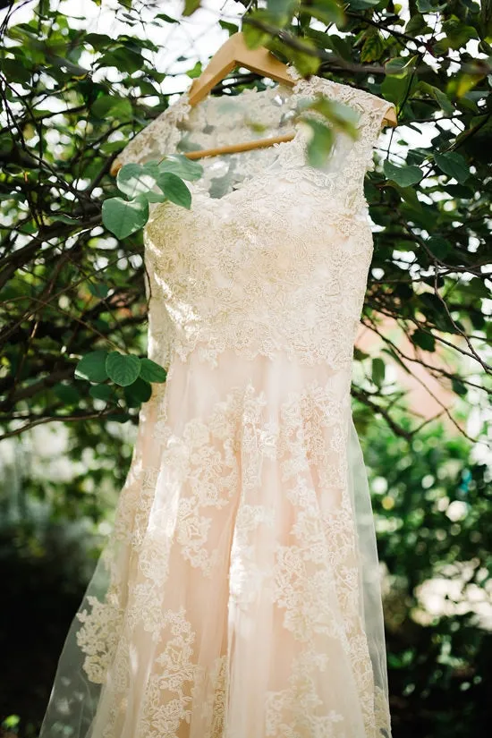 Ready to Wear Blush Lace Wedding Dress KORYNNE