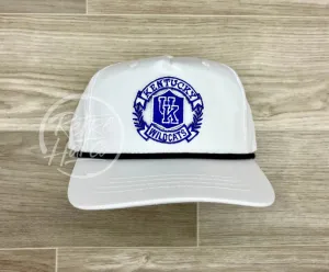 Retro Kentucky Wildcats Crest on White Retro Hat w/Black Rope