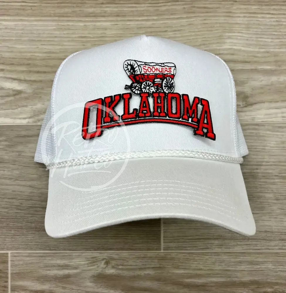 Retro Oklahoma OU Sooners Arch on White (Structured) Meshback Trucker