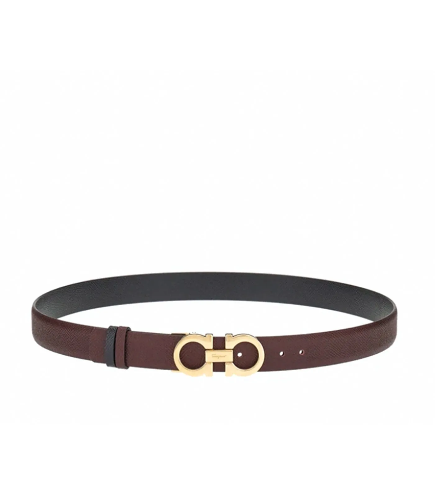 Reversible and Adjustable Gancini Belt Ganache Brown/Black