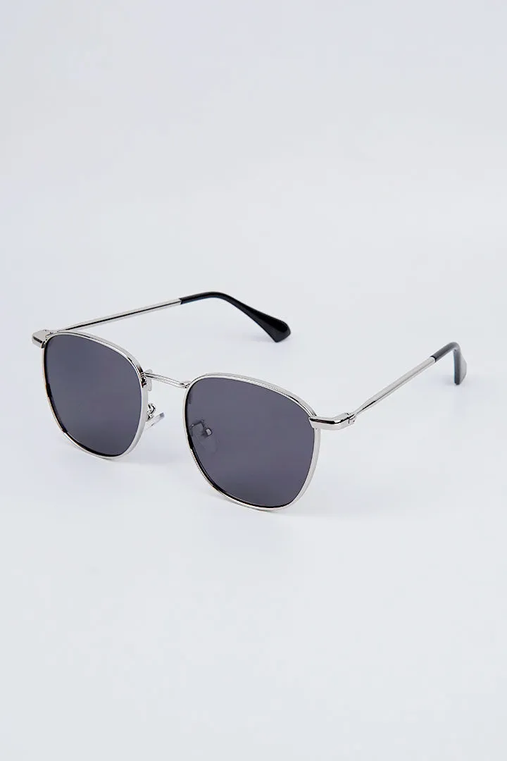 Round Metal Sunglasses - Black