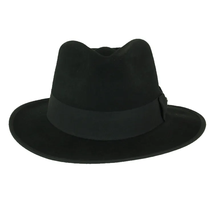 Scala Lygon Crushable Wool Felt Fedora - Black