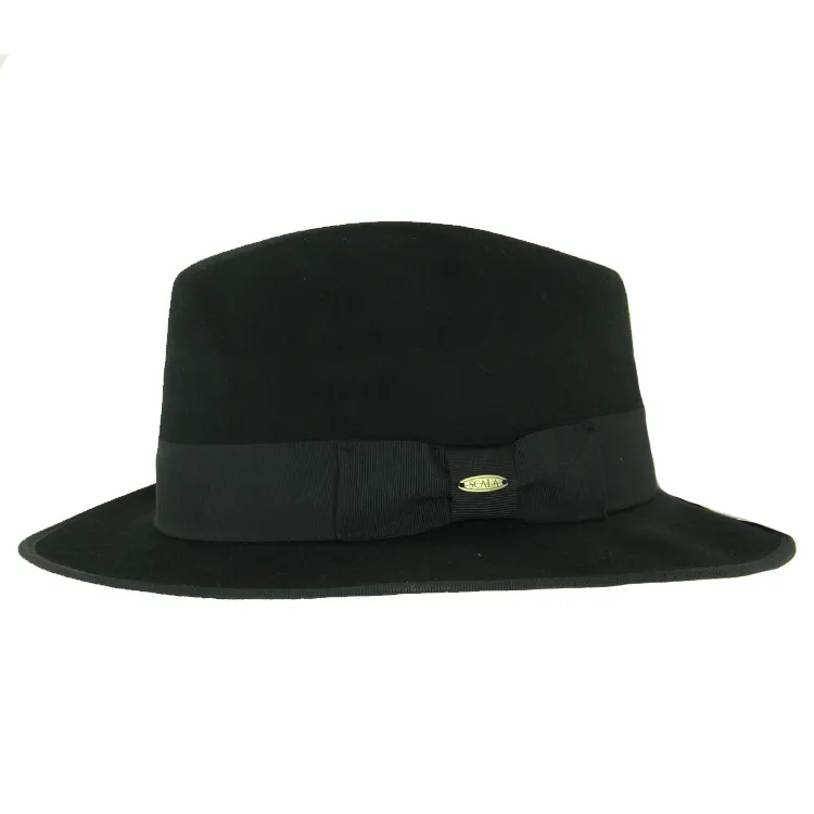 Scala Lygon Crushable Wool Felt Fedora - Black