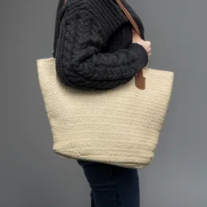 Straw Style Shoulder Bag - Natural Cream