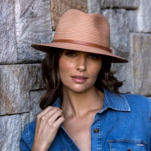 Tina M Copenhagen Havana Short Brim Fedora - Saffron