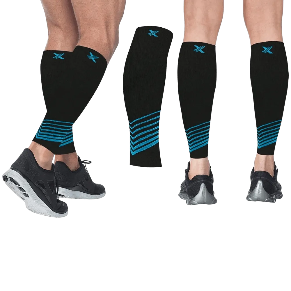 Ultra V-Striped Design Calf Support Recovery Compression Sleeves (1-Pair)