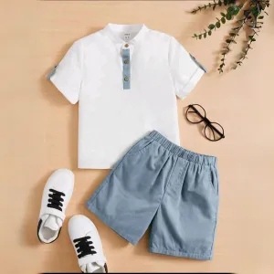 White & Blue Kids Short Sleeve Kids Wear