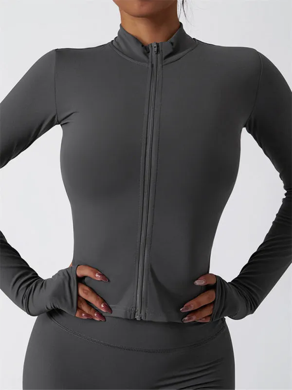 Women's Breathable Quick Drying Long Sleeved Zip Up Active Wear Top